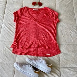 🔻 Anthropologie Weathered Oversized Coral Top XS